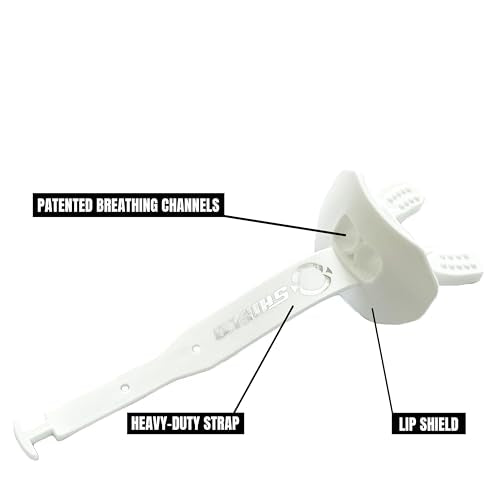 O Shield Striker Football Lip Guard with Permanent Strap - color: White