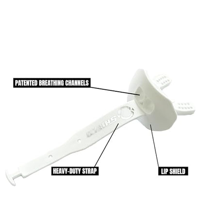 O Shield Striker Football Lip Guard with Permanent Strap - color: White