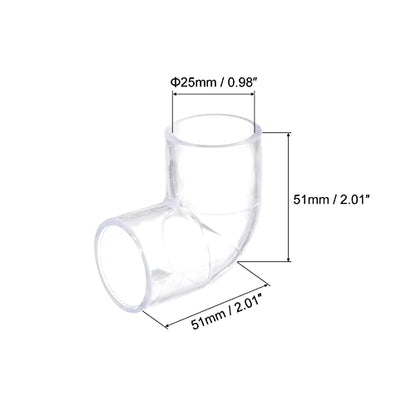 uxcell 4Pcs Clear Elbow Fitting, 25mm/0.98" 2 Way Acrylic Elbow 90 Degree L-Shaped Pipe Fitting Adapter for Connecting Water Pipes