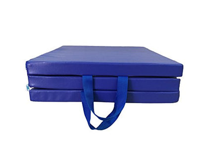 FixtureDisplays® Blue 6' Exercise Tri-Fold Gym Mat for Gymnastics, Aerobics, Yoga, Martial Arts, Crawling, Dance 16957-BLUE-NF