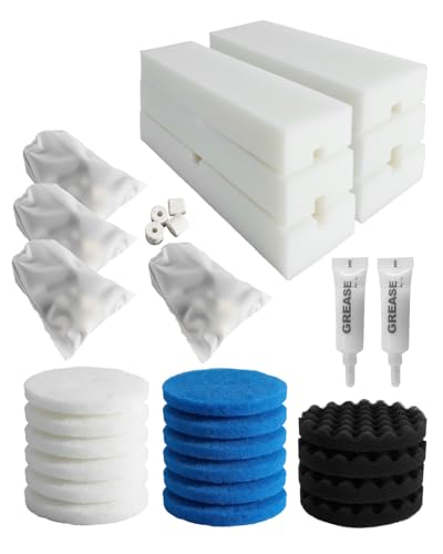 28 Pcs Replacement Filter Media Kit Fit for FX2 FX4 FX5 FX6 Aquarium Filters, Includes 6 Carbon Foam Pad, 4 Bio-Foam Pads, 6 Foam Block, 6 Water Polishing Pad, 2 Silicone Lube, 4 Media Bag