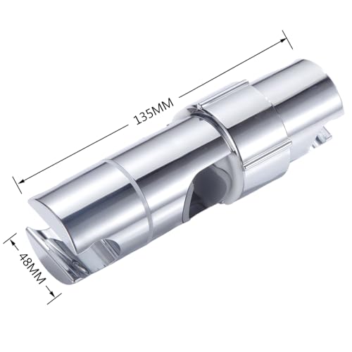 Shower Head Holder for Slide Bar 16-27mm Double Slot Adjustable Hand Shower Bracket for Slide Bar Slider Clamp Bathroom Replacement 360 Degree Rotating Bidet Sprayer Holder, ABS Chrome