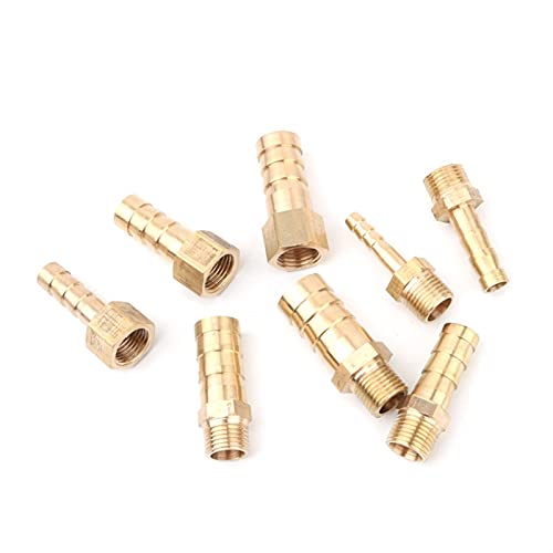 Zkenyao-Brass Connector 5pcs 1/8" Thread to 4/6/8/10/12mm Soft Hose Connector Garden Irrigation Adapter Aquarium Air Pump Line Fish Tank Hose Fittings, Simple to Install - color: Female 1l8 Inch 10mm