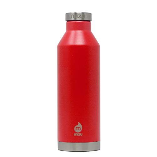 MIZU - V8 Water Bottle | 26 oz. Double Wall Stainless Steel Vacuum Insulated | Narrow Mouth with Leak Proof Cap | Multiple Colors | BPA Free - color: Red