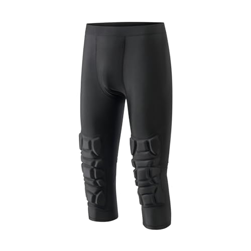 Topeter Men's Compression Capri Leggings with Knee Pads & Cup Pocket for Basketball, Running - size: X-Large