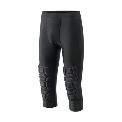 Topeter Men's Compression Capri Leggings with Knee Pads & Cup Pocket for Basketball, Running - size: X-Large