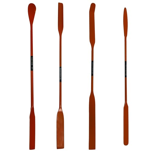 Set of 4 Scientific Labwares Non-Stick Double Ended Micro Spatula with Teflon Coating, Stainless Steel