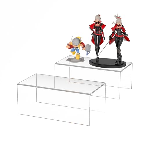 Acrylic Shelf Riser 10x5.1x4 pack of 2, Clear Acrylic Stand for Figure, Cosmetics, Bags, Shoes, Toys, Collectibles, 10x5.1x4 Inch - size: 10x5.1x4 Inch