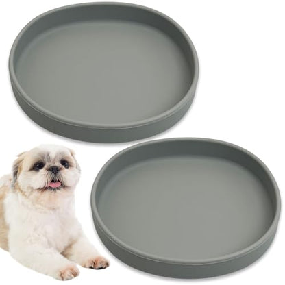 Silicone Dog Food Plate Shallow Dog Bowl Flat Cat Dish 2 Pack Small Puppy Plates for Small Dogs and Cats Whisker Fatigue Pet Feeding Bowls for Dry and Wet Food (Light Brown) - color: 2 Pcs - (Light Brown)