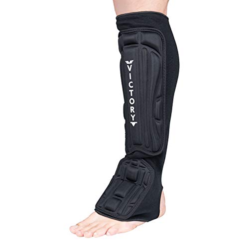 Kickboxing, Muay Thai MMA Martial Arts Shin Guards, Instep Guard Sparring Protective Leg Shin Foam Kick Pads for Kids and Adults - size: Large