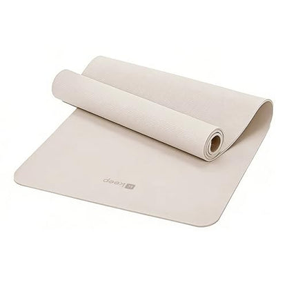 Keep 72" x 24" TPE Yoga Mat Non Slip, 1/4 Inch (6mm) Exercise Mat for Home Workout, Gym, Yoga, Pilates & Stretching with Carrying Strap, Oat White - color: Oat White