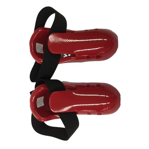 Taekwondo Foot Protector Karate Guard Martial Art Foam Shoes with Adjustable Strap for Sparring - color: Red L