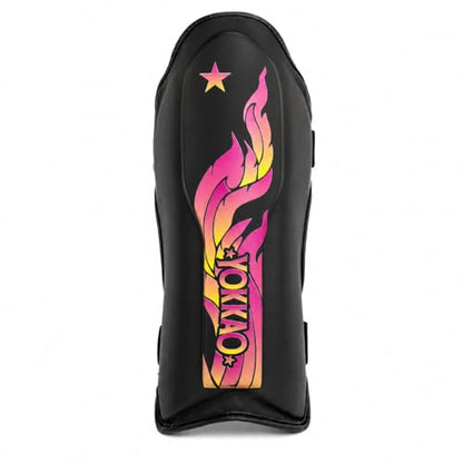 YOKKAO Microfiber Shin Guards - A-Grade Thai Microfiber | Multi-Layer Foam | Single-Shell Wrap | Produced at YOKKAO Factory, Thailand | S-L - color: Black Flame, size: Small