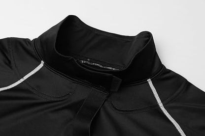 Hockey Shirt with Neck Guard for Adult and Youths,Long Sleeves Compression Shirt with Integrated Neck Guard - size: X-Small