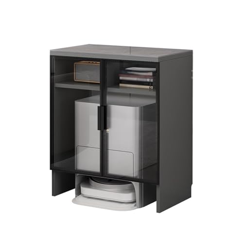 Sweeper Robot Storage Cabinet Sweeping Robot Storage Rack Living Room Shelves Simple Load-bearing Fish Tank Rack New Chinese Fish Tank Cabinet Flower Stand Sweeper Organizer(Black,90x40x80.6cm) - color: Black, size: 90x40x80.6cm