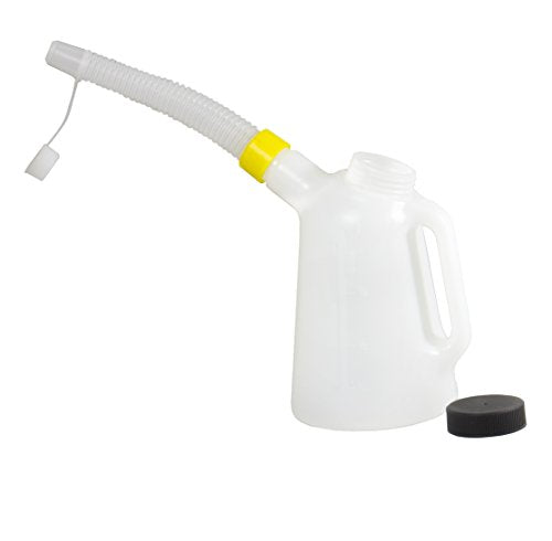 WirthCo Funnel King 94360 Translucent High Density Graduated Measuring Container, 1 Quart, 1 Liter, Polyethylene, Screw-On Flexible Spout with Cap