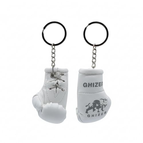 Mini Boxing Gloves Keychain (1 pcs) Premium PU Leather, Sports Lover Gift, Bag Accessory, Car Hanging for Men & Women - color: White