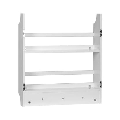 UTEX Floating Nursery Bookshelves, 2-Tier Wall Shelf with 3 Hooks, White