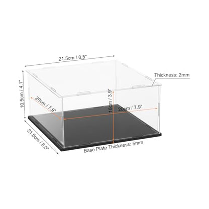 uxcell Acrylic Clear Display Case for Collectibles Self-Assemble Display Boxes with Black Base Dustproof Countertop Storage Box for Collectibles Action Figures, 7.9 x 7.9 x 3.9 Inch - size: 7.9 x 7.9 x 3.9 Inch
