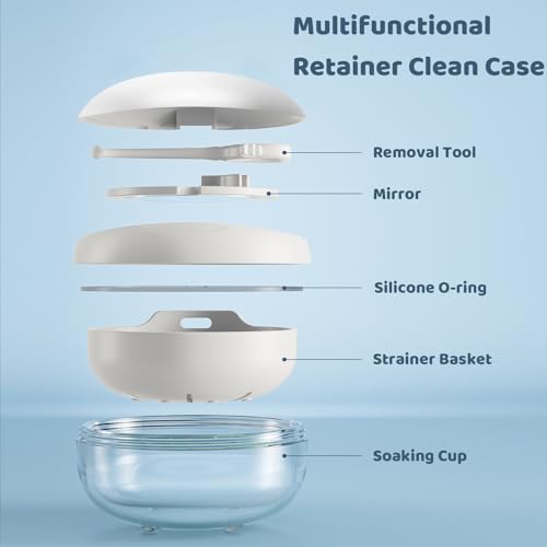 Retainer Case Denture Bath Case Basket Mirror Leak-proof White Hanburger - color: White Hanburger