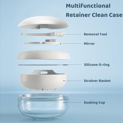 Retainer Case Denture Bath Case Basket Mirror Leak-proof White Hanburger - color: White Hanburger