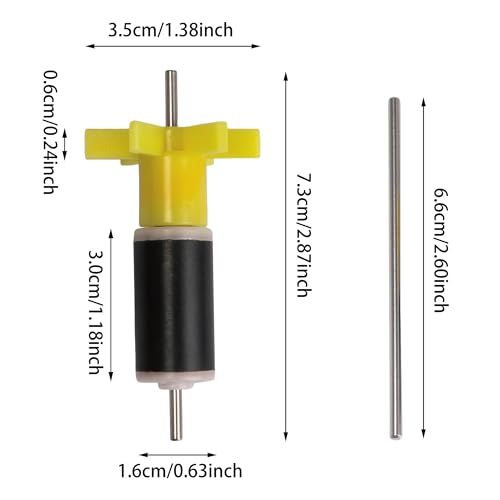 Submersible Pump Impeller Rotor Yellow 16mm Replacement Parts with Shaft Pack of 2