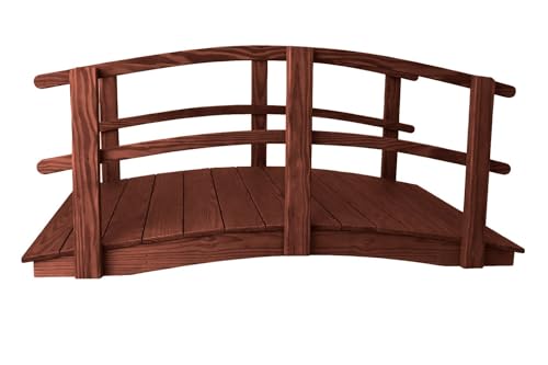 6 FT MAHOGANY Amish Made Garden Bridge with DOUBLE RAILS for Walkway, Backyard Pond & Landscaping, Outdoor Wooden Footbridge for Koi Pond, Japanese Style Decorative Bridge, Made in USA - color: MAHOGANY, size: 6 FT Bridge & Rails