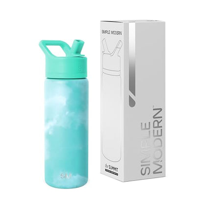 Simple Modern Insulated Water Bottle with Straw | 18oz | Tie Dye - color: Pattern: Ocean Tide, style: 18oz