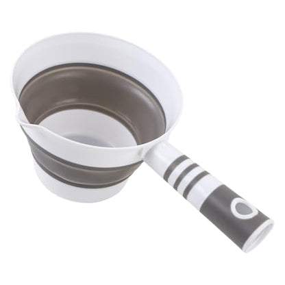 Folding Water Ladle Collapsible Water Dipper Water Scoop Portable Foldable Bath Ladle for Kitchen Bathroom Grey