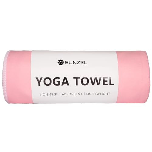 Eunzel Hot Yoga Mat Towel, Ultra-Absorbent Microfiber 72" x 26.5" - color: Pink/ White