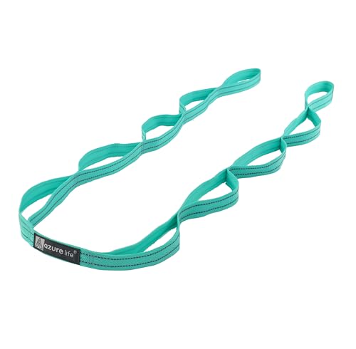 A AZURELIFE Premium Durable Stretch Straps with Loops, Stretching Strap for Physical Therapy, Multi-Loop Yoga Strap Fitness Exercise Strap for Yoga, Pilates, Dance, Flexibility&Exercise - color: #1-Green