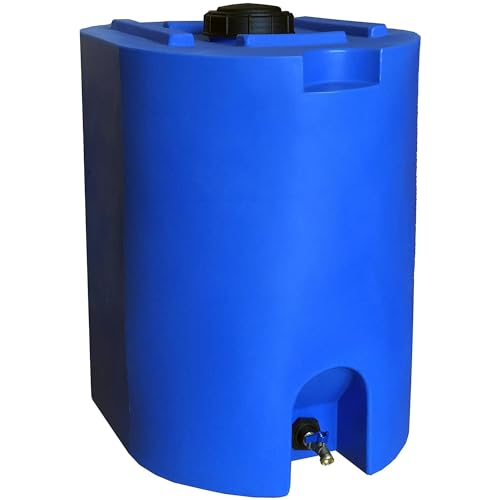 WaterPrepared 2-Pack Stackable Plastic Drinking Water Storage Tank with Spigots, 55 Gallon, Blue - Portable Emergency Hydration Container for Survival or Disaster Preparedness