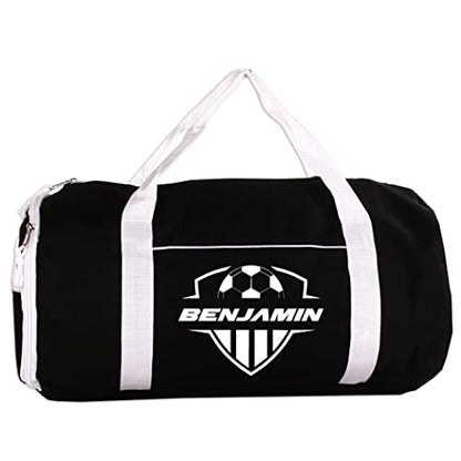 Personalized Sport/Gym Roll Duffel Bag - Soccer Black 18" - color: Black, style: Soccer