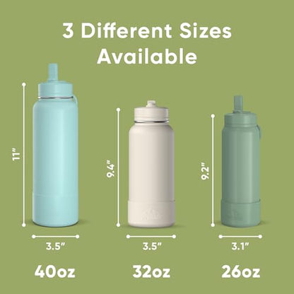 Hydrapeak 32oz Sport Insulated Water Bottle with Straw Lid, Leak & Spill Proof, Keeps Drinks Cold for 24 Hours, Hot for 12 Hours, Premium Stainless Steel Water Bottles (32oz, Neon Green) - color: Neon Green
