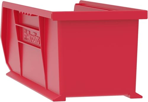 Akro-Mils 30234 AkroBins Plastic Storage Bins, Space-Saving Stackable Bins for Garage, Pantry, Craft Organization, 15" x 5" x 5", Red, 12-Pack - color: Red