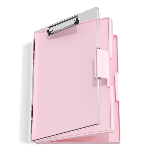 Hongri Clipboard with Storage, Pink 8.5 x 11 Clip Board, Dual Compartmen - color: Pink