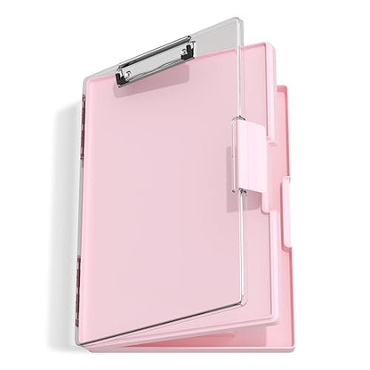 Hongri Clipboard with Storage, Pink 8.5 x 11 Clip Board, Dual Compartmen - color: Pink