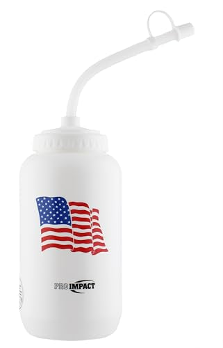 Squeezable Water Bottle Bendable Long Straw - LDPE BPA Free Plastic - Hydration for Baseball Hockey Gym MMA Yoga Boxing Cycling Softball Football Lacrosse (35.5 Oz.) - style: White American Flag