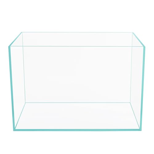 Ultra Clear Rimless Low Iron Glass Cubic Aquarium Tank (9.6Gal W17.72×D10.63×H11.81 inch(45x27x30cm)) 6mm Thickness Include Black Leveling Mat