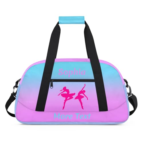 Personalized Dance Bag Girl Sport Duffel Bag, Custom Kids Gym Bag, Pink Ballet Gifts Customize Travel Duffle Bag with Name, Overnight Weekender Bags - color: Color 4, style: Ballet