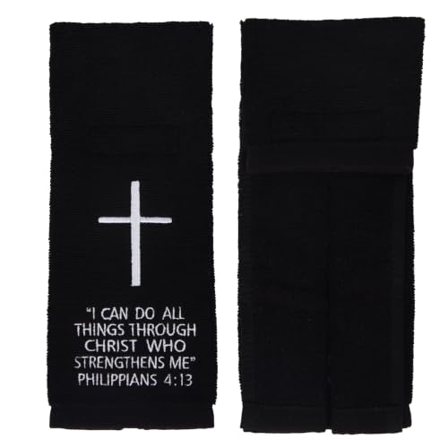 White Cross Football Towel, Cotton Sports Quarterback QB Towels with Hook Loop Closure for Men, Youth, Boys, Adults - color: Philippians 4:13（black）