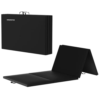 BalanceFrom All Purpose Extra Thick High Density Anti Tear Gymnastics Gym Folding Exercise Aerobics Mats - color: Black