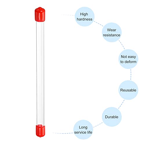 PATIKIL Clear Rigid Tube Round Plastic Tubing with Red Rubber Caps Polycarbonate Water Pipe, 305mm/ 12 Inch Length, 8mmx10mm/0.31"x0.4", 2 Set