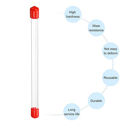 PATIKIL Clear Rigid Tube Round Plastic Tubing with Red Rubber Caps Polycarbonate Water Pipe, 305mm/ 12 Inch Length, 8mmx10mm/0.31"x0.4", 2 Set