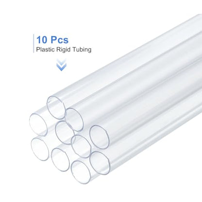 uxcell 10 Pcs Clear Plastic Rigid Tubing 8mm ID x 9mm OD, 0.5 Meters Length Round Polycarbonate Tubing for Aquarium Water Pipe, Water Cooling System, Plumbing - size: 8mm x 9mm