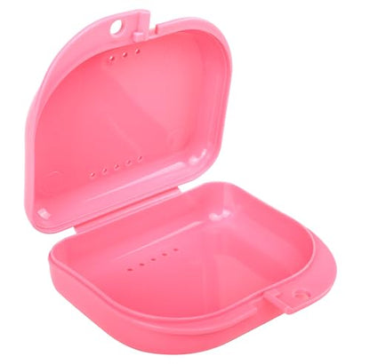 LA MIERE RetainerCase Slim Cute Retainer Holder Dental Thin Container Braces Case Denture Night Mouth Guard Aligner Case, Pink - color: Pink
