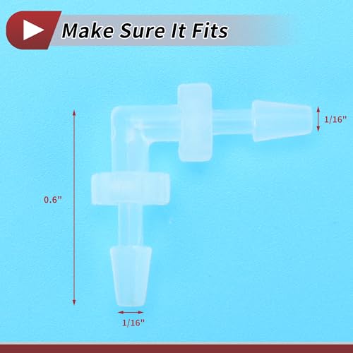 5 Pcs Aquarium Plastic Hose Barb Fitting 1/16" Hose Barb 90 Degree Elbow L Fitting Clear PP - size: 1/16 Inch