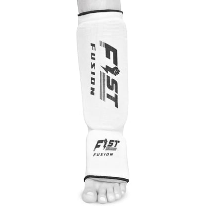 Muay Thai Shin in Step, Kickboxing MMA Boxing Training Elasticated Breathable Leg Foot Guard Socks Pair - color: White, size: Medium