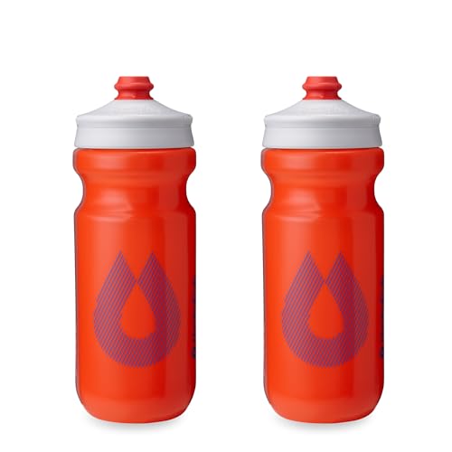HydraPak Breakaway Surge Lightweight Bike Water Bottle 2-Pack (20oz, 25oz, 30oz) - High Flow, Cycling & Sports Squeeze Bottle - color: Orange, size: 20oz/600ml