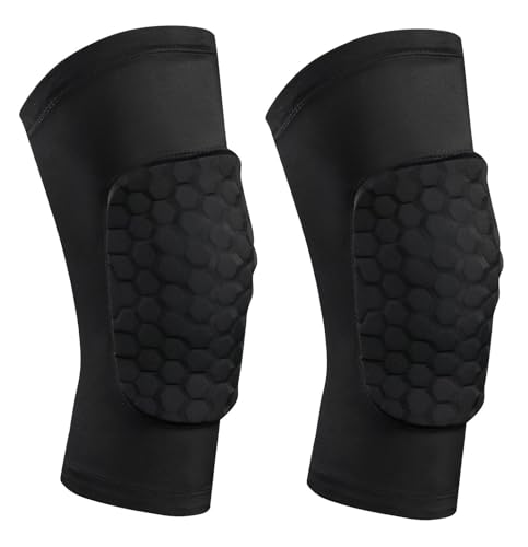 SUJAYU 2 Pack Knee Compression Sleeves Men Women, EVA Honeycomb Light Compression Leg Sleeves, Wrestling Knee Sleeve Volleyball Knee Sleeve Basketball knee Sleeve (Black, Medium) - color: Black, size: Medium